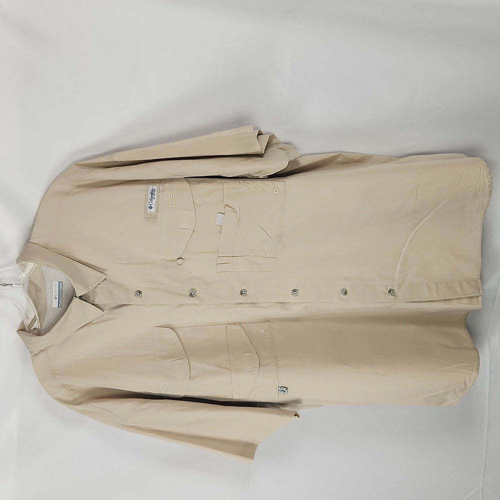 Columbia PFG Fishing Shirt Mens 2XL Tan Vented Performance Button Up Gorpcore